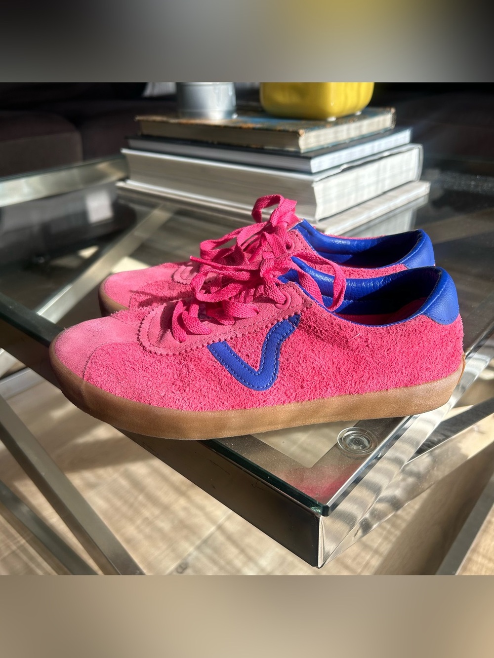 Women’s Vans Sport Low Bambino Honeysuckle Suede Leather Sneakers - Picture 5 of 8